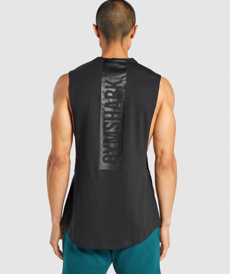 Podkoszulki Gymshark Bold Drop Arm Męskie Czarne | PL 678AIJ